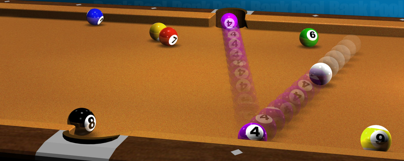 The purple 4 ball getting potted off a cushion