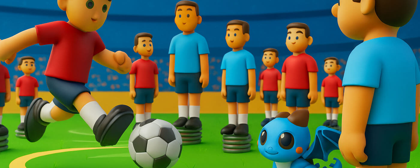 Cartoon soccer scene